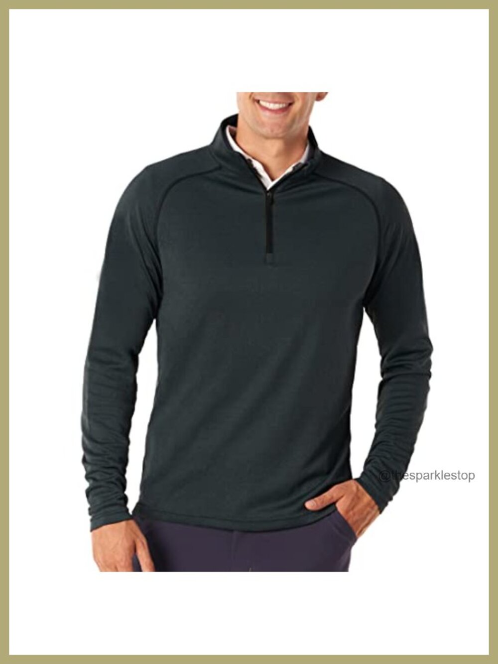 Mens Golf Quarter Zip Pullover Sweater Athletic Fit Mock Neck Long Sleeve
